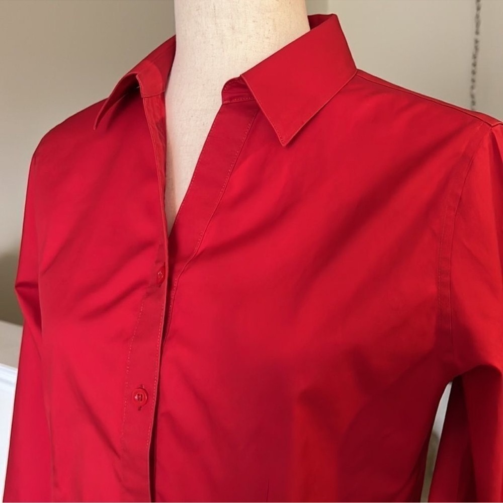 CHICO’S No Iron Button Up Shirt Long Sleeve Red Size Small NWOT - Picture 3 of 7
